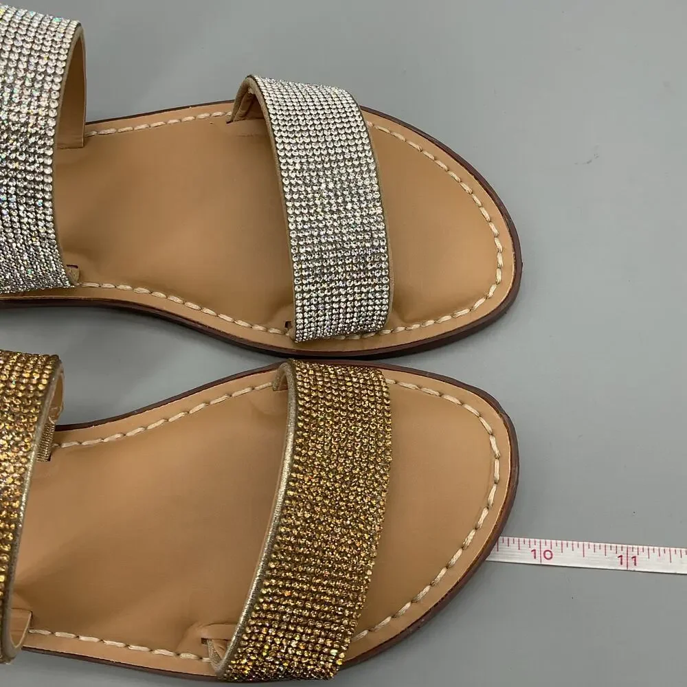 NEW Wild Pair Women’s Rhinestone Ginnie Slide Sandals Silver/Bronze Size 7.5M